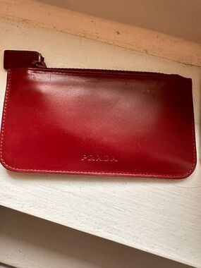 Prada Red Leather Zip Wallet